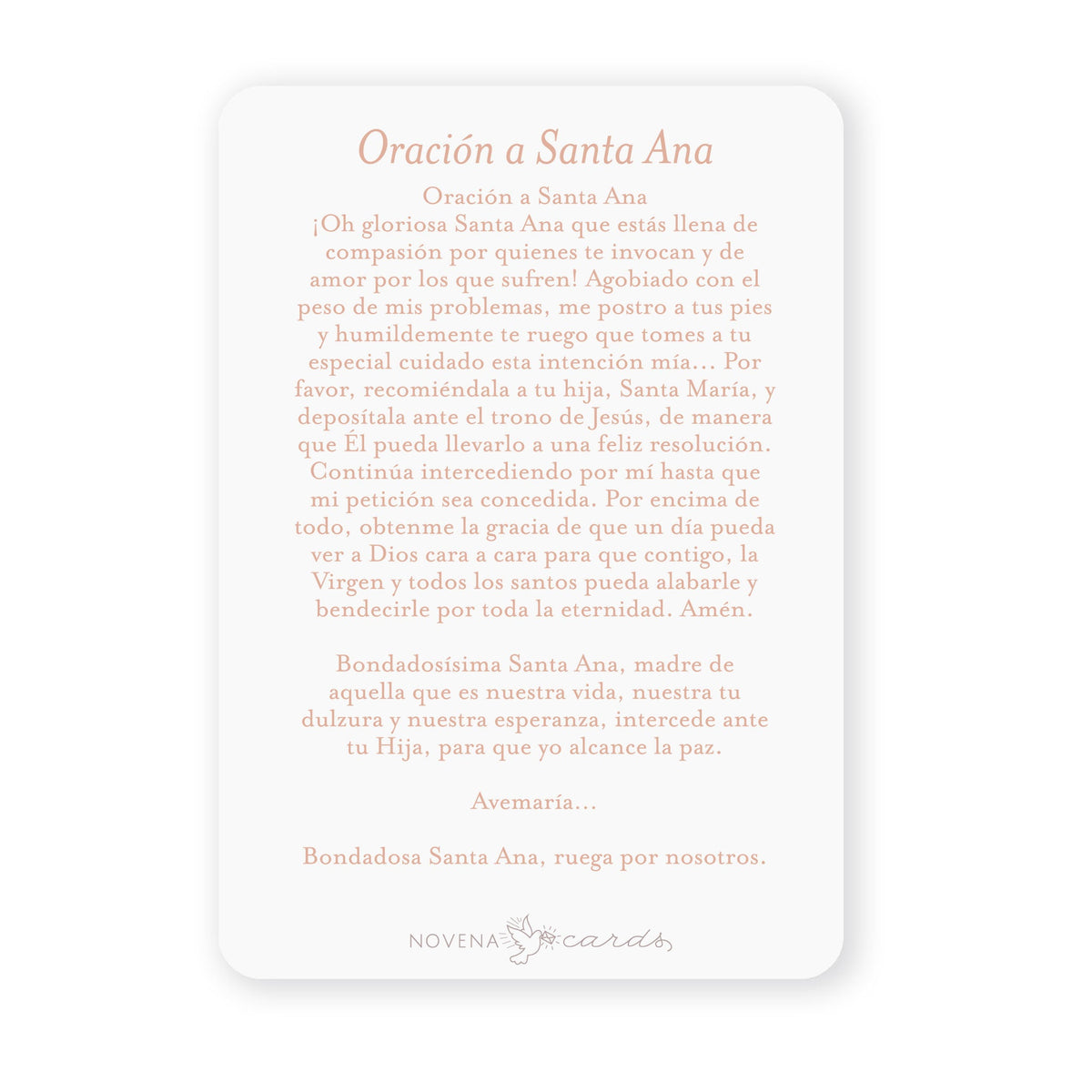 Santa Ana | Tarjeta de Oración | Rosado - Unique Catholic Gifts