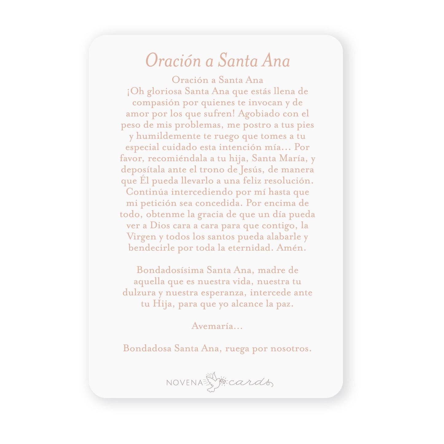 Santa Ana | Tarjeta de Oración | Rosado - Unique Catholic Gifts
