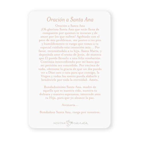 Santa Ana | Tarjeta de Oración | Rosado - Unique Catholic Gifts