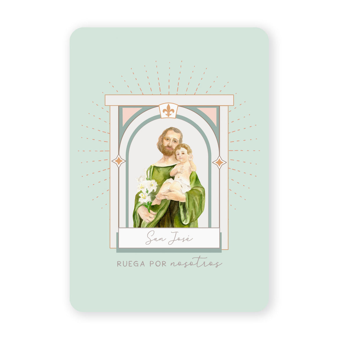San José | Tarjeta de Oración | Verde - Unique Catholic Gifts
