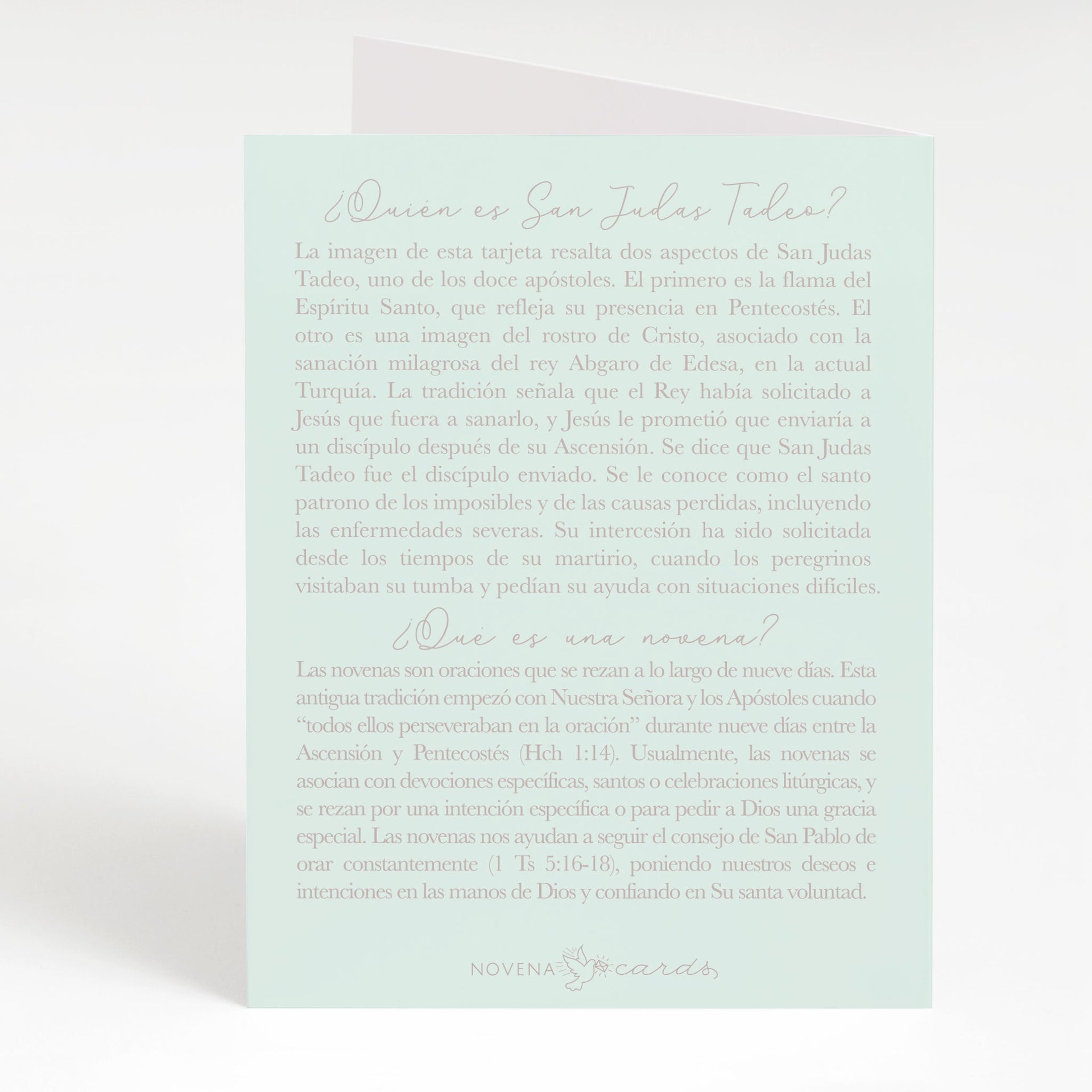 San Judas Tadeo | Tarjeta de Novena | Verde - Unique Catholic Gifts
