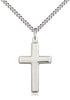 Sterling Silver Polished Cross (7/8") on a 18 inch Light Rhodium Light Curb Chain. - Unique Catholic Gifts