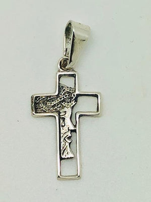 Holy Face Sterling Silver Handcrafted Cross (1 1/4