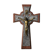 Bronze and Wood Celtic Crucifix 10" - Unique Catholic Gifts