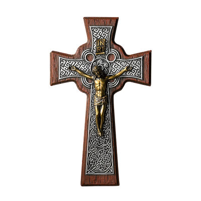 Bronze and Wood Celtic Crucifix 10