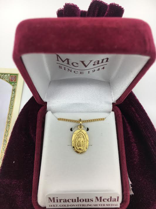 Gold over Sterling Silver Miraculous Medal (1/2") - Unique Catholic Gifts