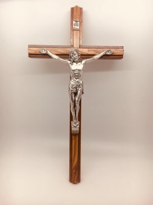 Mahogany/Olive Wood Crucifix (12") - Unique Catholic Gifts