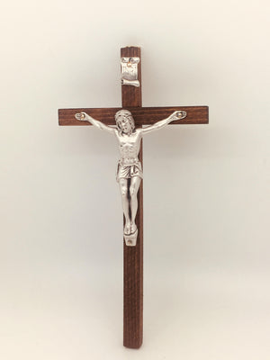 Slim-line wood Crucifix made in Italy (8") - Unique Catholic Gifts