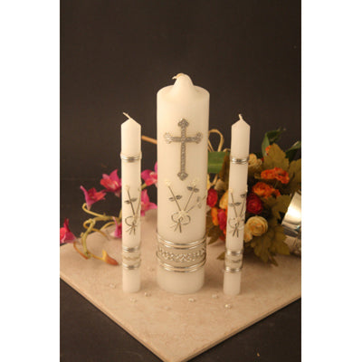 Wedding Unity Candle Brass Silver. - Unique Catholic Gifts