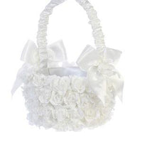 White Wedding Basket Covered with Flowers - Unique Catholic Gifts