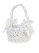 White Wedding Basket Covered with Flowers - Unique Catholic Gifts