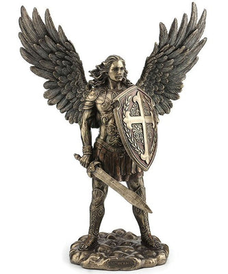 Bronze Archangel Saint Michael with Sword and Shield Statue 11