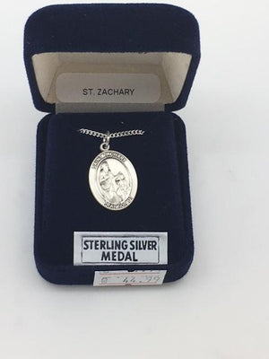 Sterling Silver St.  Zachary Oval Medal 7/8